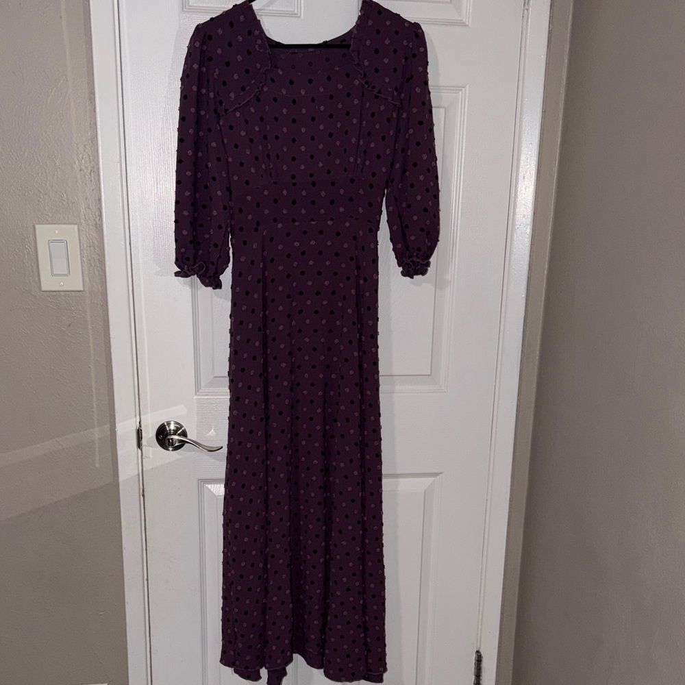 Elegant Purple Polka Dot Dress